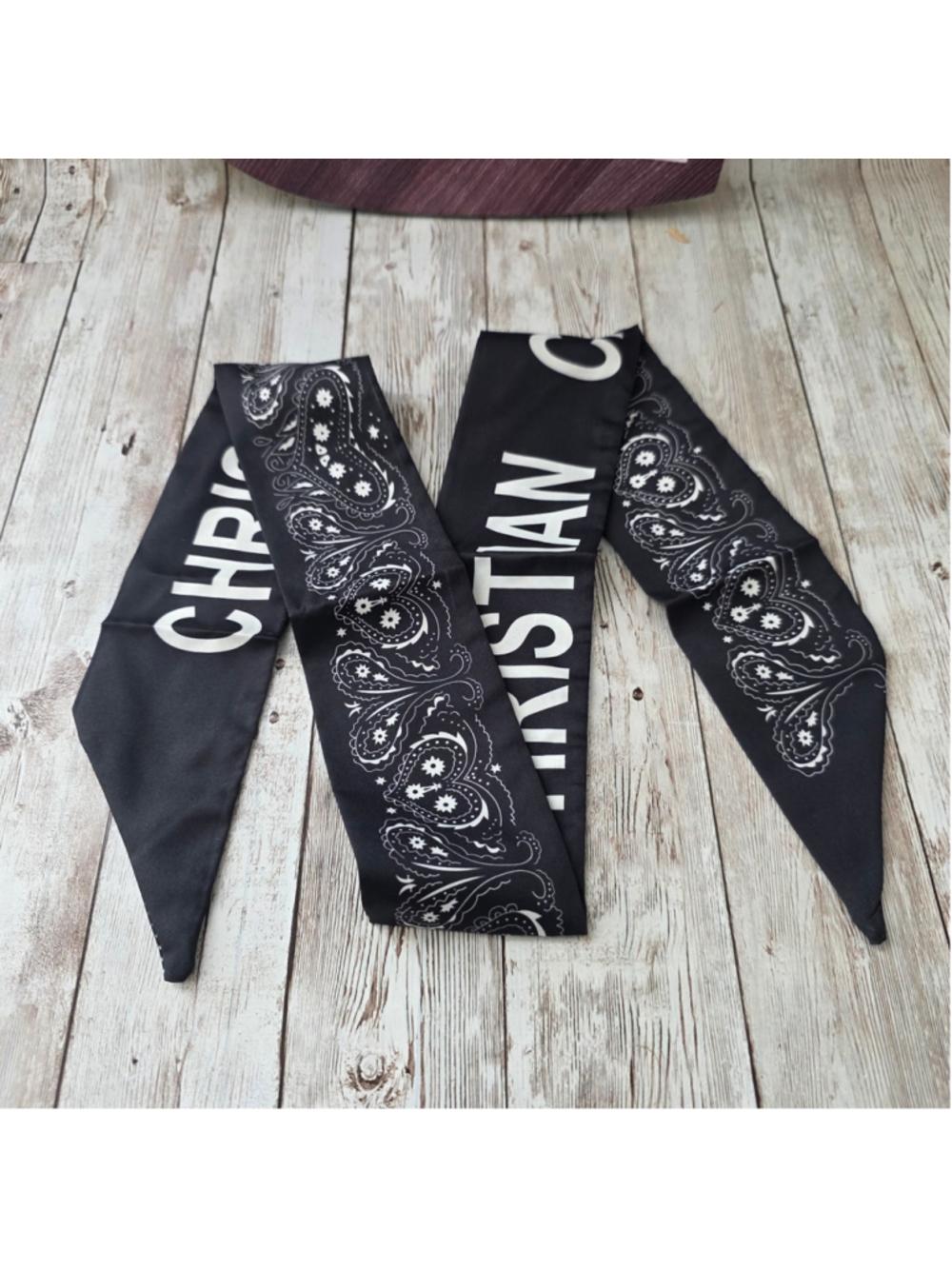 Women's Twilly Scarf Black White NWOT